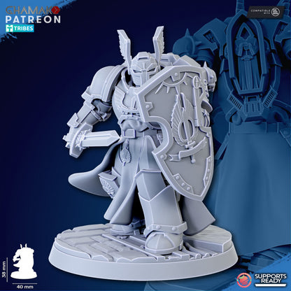 Hooded Knights Swords (3 Units), proxy miniature, squad, 28mm heroic scale unpainted resin, view 3