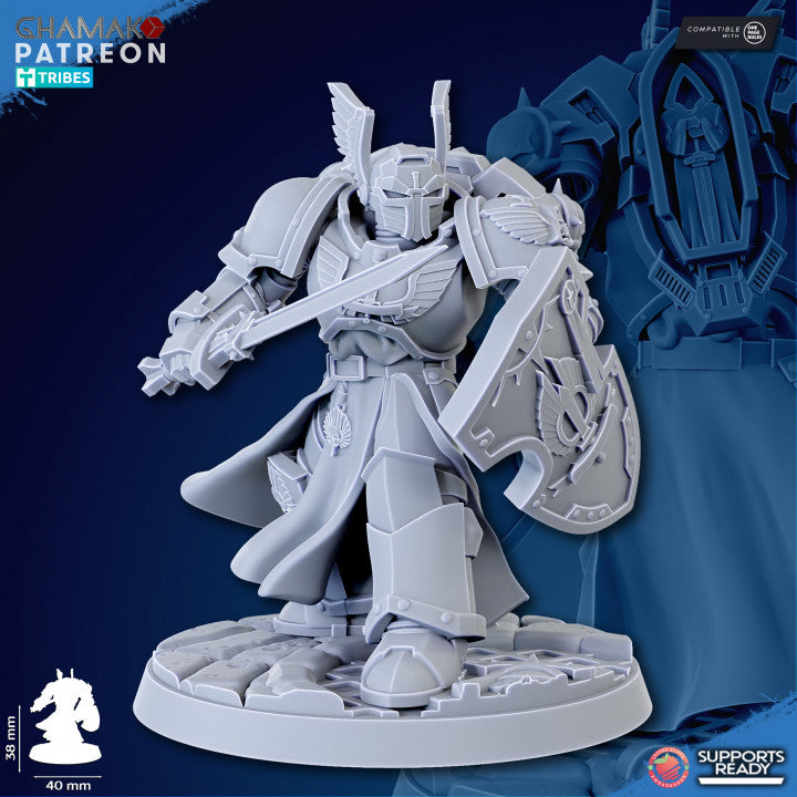 Hooded Knights Swords (3 Units), proxy miniature, squad, 28mm heroic scale unpainted resin, view 4