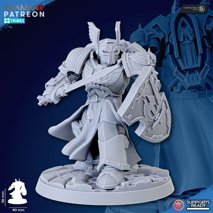 Hooded Knights Swords (3 Units), proxy miniature, squad, 28mm heroic scale unpainted resin, view 4
