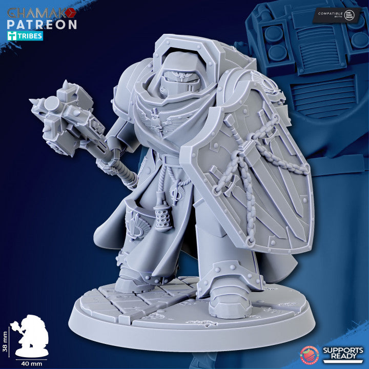 Hooded Knights Crusaders Of Death With Sword (5 Units), proxy miniature, squad, 28mm heroic scale, view 8