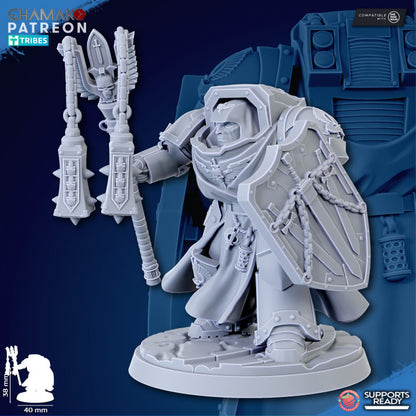Hooded Knights Crusaders Of Death With Sword (5 Units), proxy miniature, squad, 28mm heroic scale, view 10