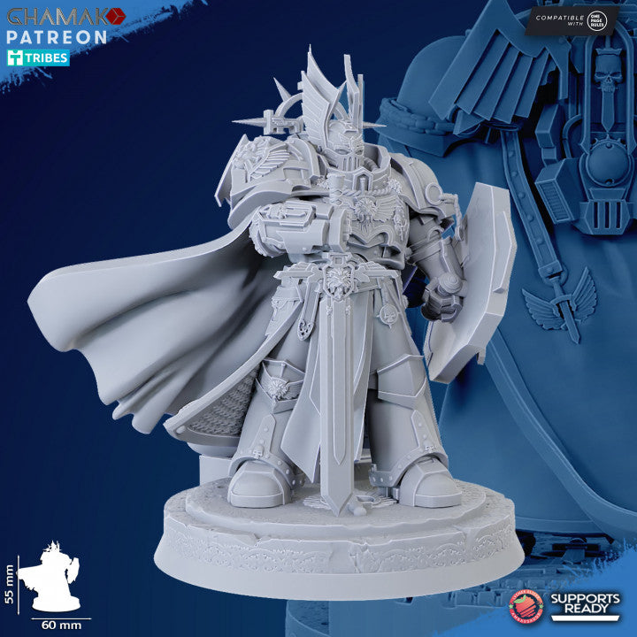 Hooded Knights Parsifal Firstborn, proxy miniature, 28mm heroic scale unpainted resin, view 3