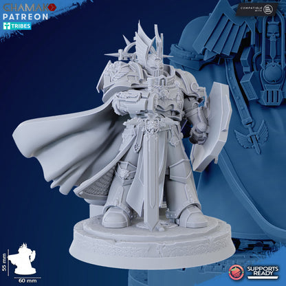 Hooded Knights Parsifal Firstborn, proxy miniature, 28mm heroic scale unpainted resin, view 3