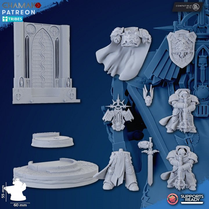 Hooded Knights Parsifal Firstborn With Servants, proxy miniature, 28mm heroic scale unpainted resin, view 4