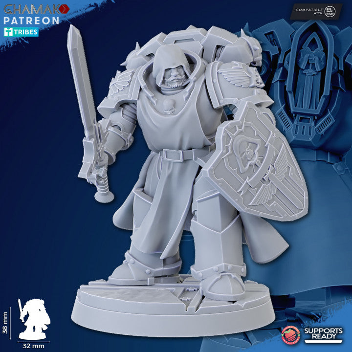 Hooded Knights Veterans Modular Kit (10 Units), proxy miniature, squad, 28mm heroic scale unpainted resin, view 4