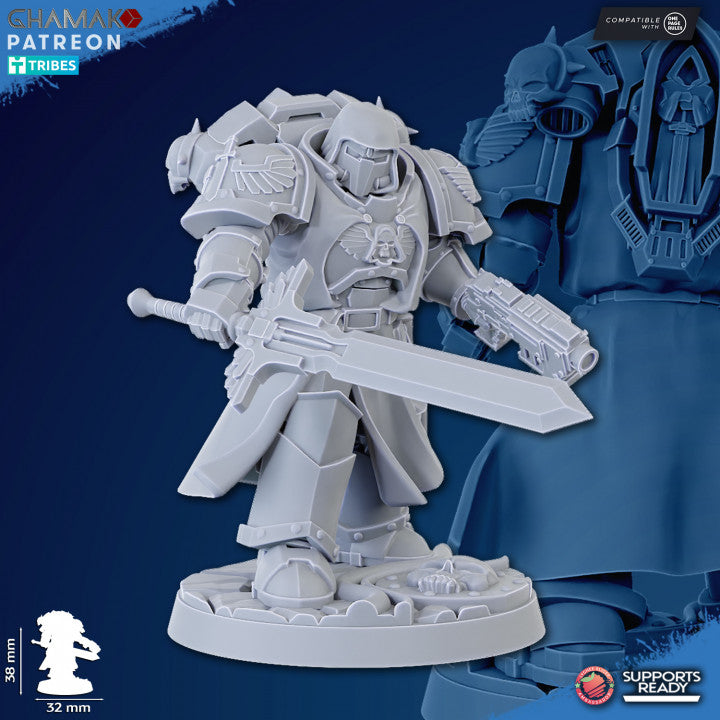 Hooded Knights Veterans Modular Kit (10 Units), proxy miniature, squad, 28mm heroic scale unpainted resin, view 7