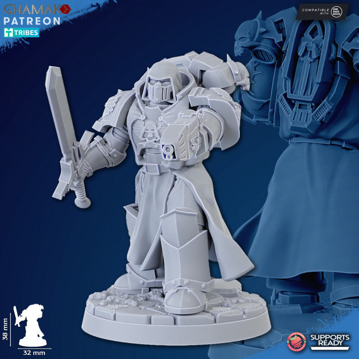 Hooded Knights Veterans Modular Kit (10 Units), proxy miniature, squad, 28mm heroic scale unpainted resin, view 6
