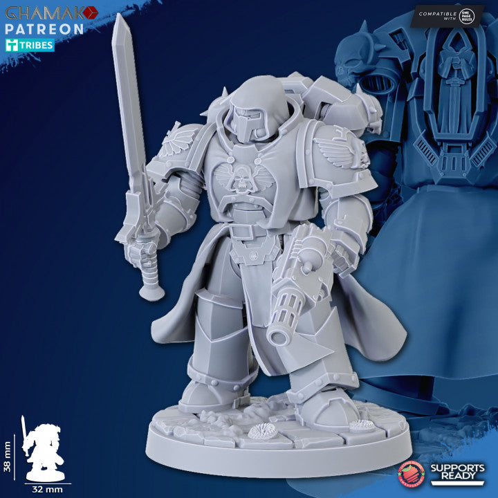 Hooded Knights Veterans Modular Kit (10 Units), proxy miniature, squad, 28mm heroic scale unpainted resin, view 10
