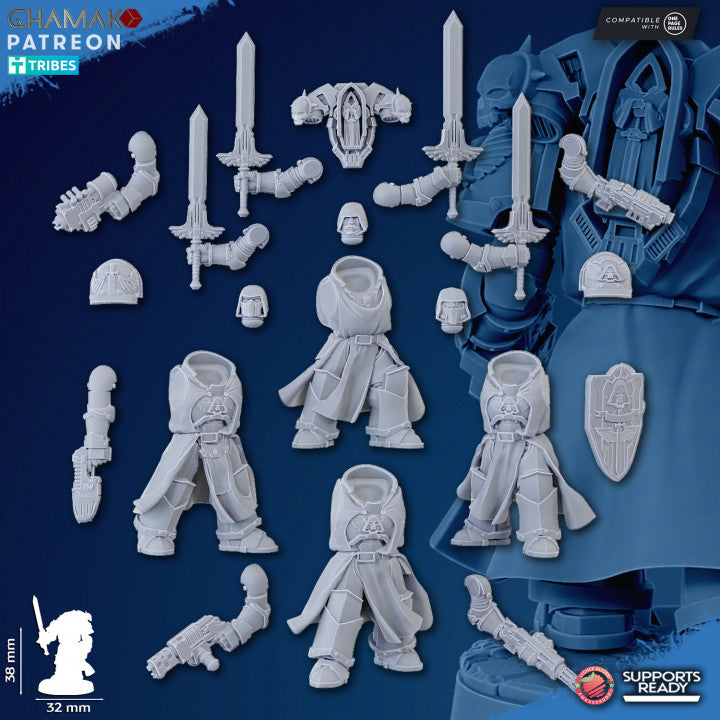 10 Fusion Pistol Arms From Hooded Knights Veterans Modular Kit, Hooded Knights resin miniature bases, bits, 28mm, view 3