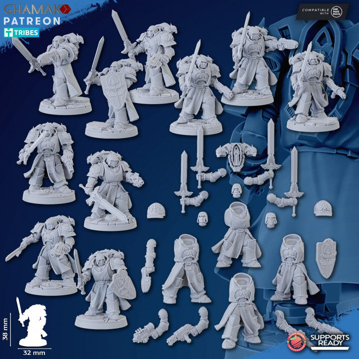 10 Fusion Pistol Arms From Hooded Knights Veterans Modular Kit, Hooded Knights resin miniature bases, bits, 28mm, view 2