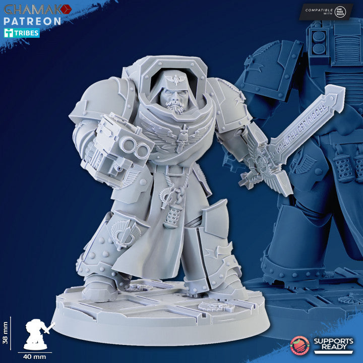 Hooded Knights Exterminator Command Squad (5 Units), proxy miniature, 28mm heroic scale unpainted resin, view 7