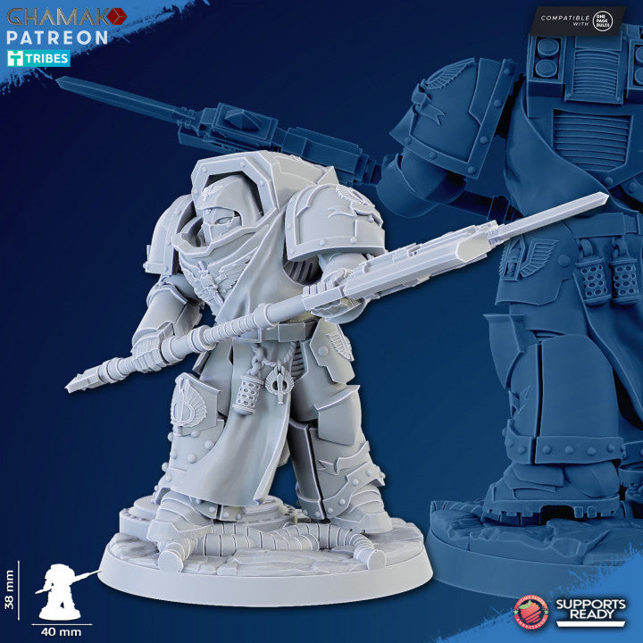 Hooded Knights Exterminator Command Squad (5 Units), proxy miniature, 28mm heroic scale unpainted resin, view 6