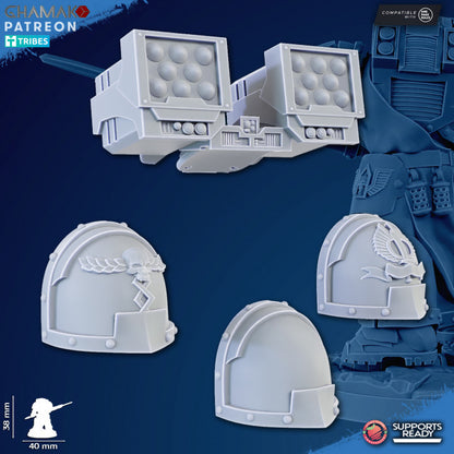 Hooded Knights Exterminator Command Squad (5 Units), proxy miniature, 28mm heroic scale unpainted resin, view 8
