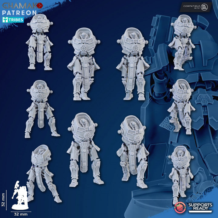 Necro Vault Guards Modular Kit (10 Units), proxy miniature, squad, 28mm heroic scale unpainted resin, view 7