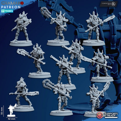 Necro Void Centurion Modular Kit V2 (10 Units), proxy miniature, squad, 28mm heroic scale unpainted resin, view 2
