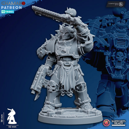 Dark Space Knights Traitor Militum Melee, proxy miniature, 28mm heroic scale unpainted resin, view 9