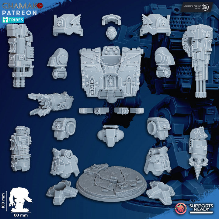 Hooded Knights Omega War Hulk, proxy miniature, 28mm heroic scale unpainted resin, view 2