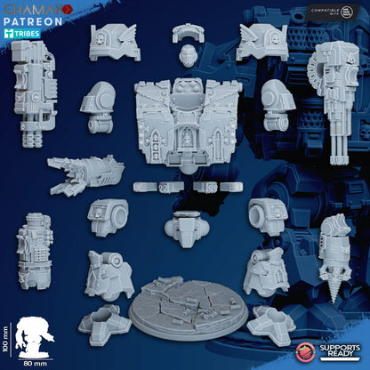 Hooded Knights Omega War Hulk, proxy miniature, 28mm heroic scale unpainted resin, view 2