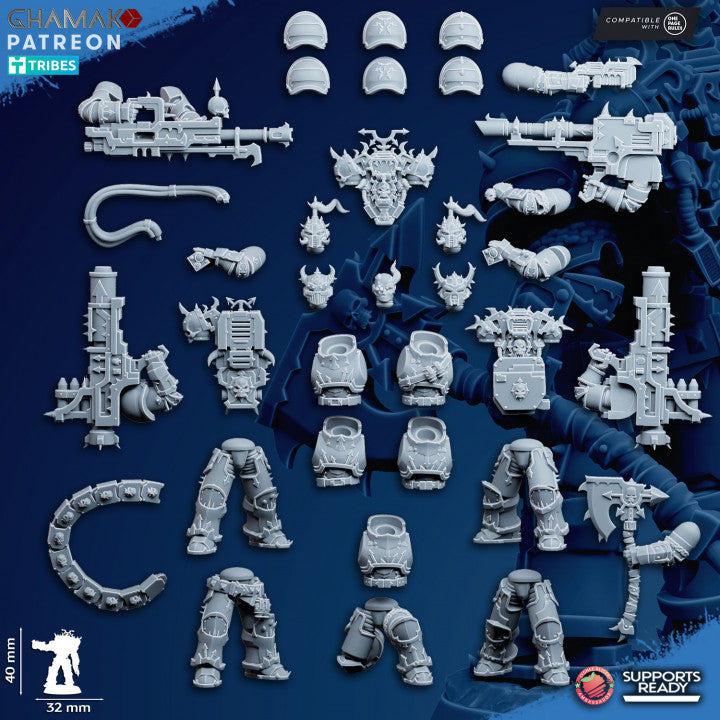 Dark Space Knights Traitor Desolators (5 Units), proxy miniature, squad, 28mm heroic scale unpainted resin, vie, view 7