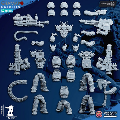 Dark Space Knights Traitor Desolators (5 Units), proxy miniature, squad, 28mm heroic scale unpainted resin, vie, view 7