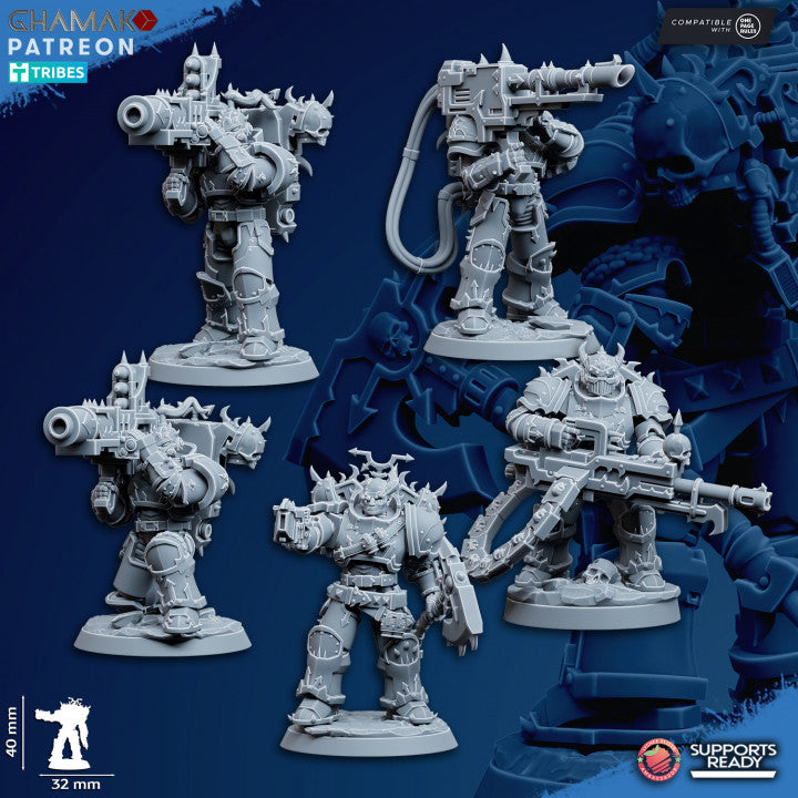 Dark Space Knights Traitor Desolators (5 Units), proxy miniature, squad, 28mm heroic scale unpainted resin
