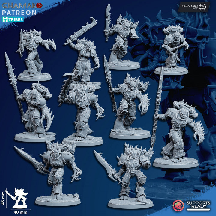 Dark Space Knights Corrupted Militum (5 Units), proxy miniature, squad, 28mm heroic scale unpainted resin