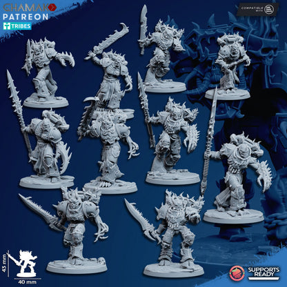Dark Space Knights Corrupted Militum (5 Units), proxy miniature, squad, 28mm heroic scale unpainted resin