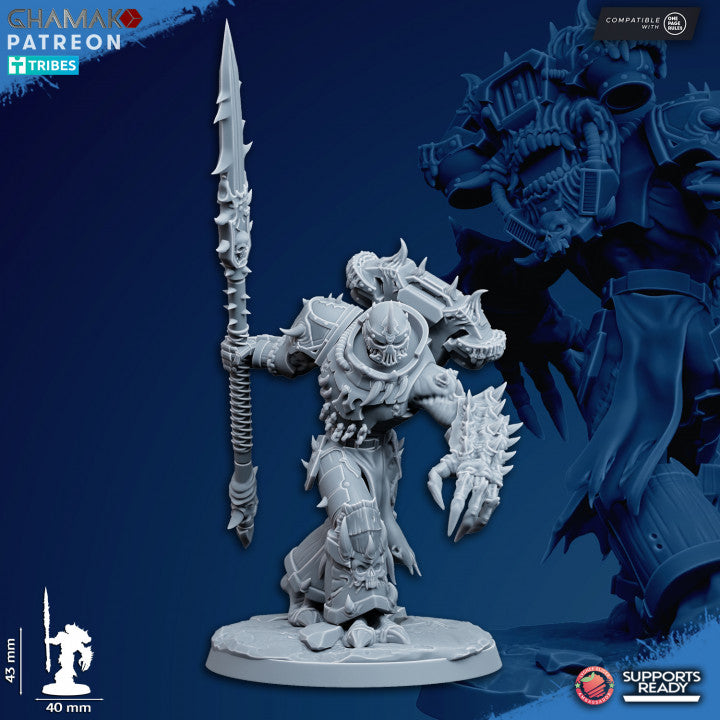 Dark Space Knights Corrupted Militum (5 Units), proxy miniature, squad, 28mm heroic scale unpainted resin, view, view 3