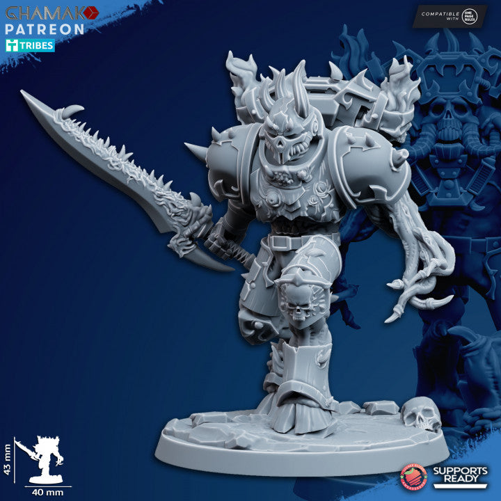 Dark Space Knights Corrupted Militum (5 Units), proxy miniature, squad, 28mm heroic scale unpainted resin, view, view 5