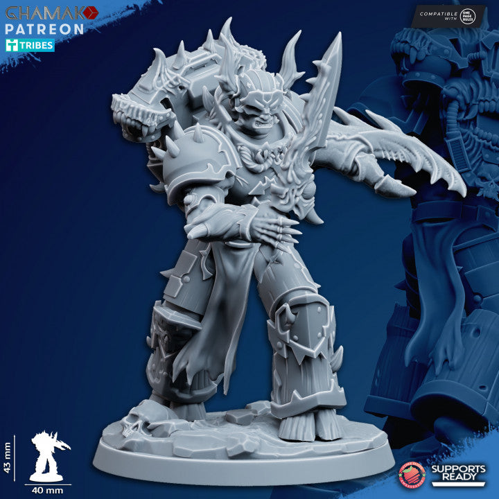 Dark Space Knights Corrupted Militum (5 Units), proxy miniature, squad, 28mm heroic scale unpainted resin, view, view 8