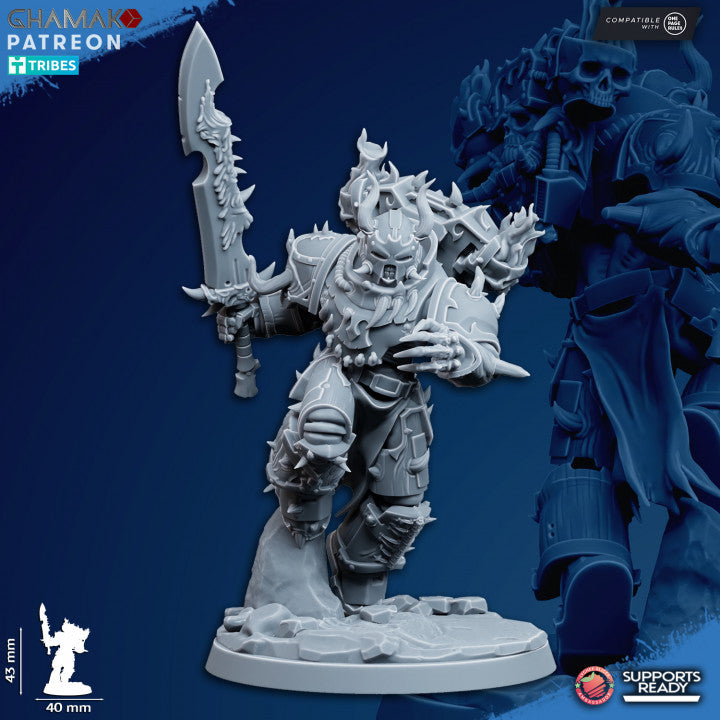 Dark Space Knights Corrupted Militum (5 Units), proxy miniature, squad, 28mm heroic scale unpainted resin, view, view 6