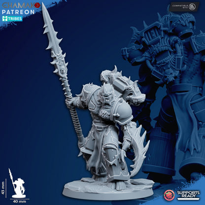 Dark Space Knights Corrupted Militum (5 Units), proxy miniature, squad, 28mm heroic scale unpainted resin, view, view 7