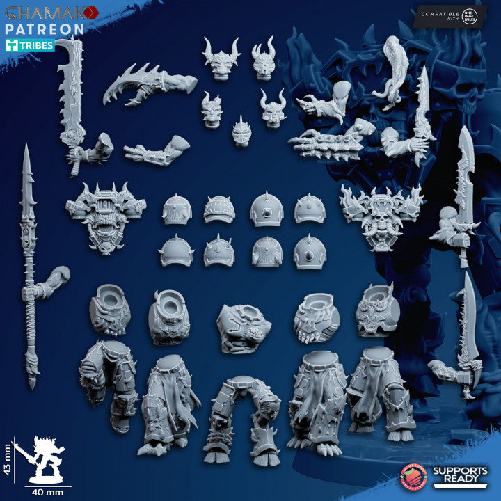 Dark Space Knights Corrupted Militum (5 Units), proxy miniature, squad, 28mm heroic scale unpainted resin, view, view 2