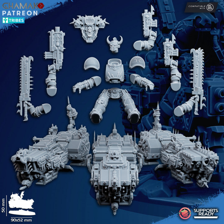 Dark Space Knights Traitor A-Grav Bikes (3 Units), proxy miniature, squad, 28mm heroic scale unpainted, view 5