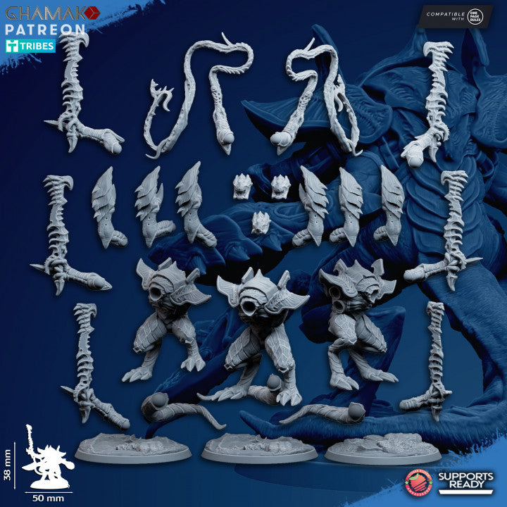 Bio Swarm Guards Melee (3 Units), proxy miniature, squad, 28mm heroic scale unpainted resin, view 6