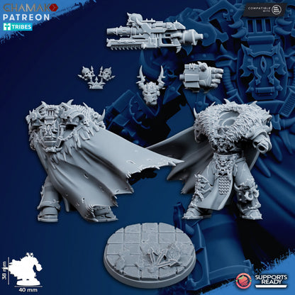 Dark Space Knights Corrupted Lord, proxy miniature, character, 28mm heroic scale unpainted resin, view 2