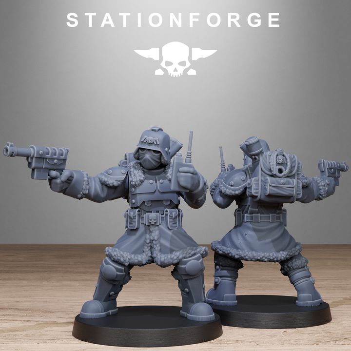 Grim Guard Frostwatch Patrol, Imperial Army proxy miniature, infantry, 28mm heroic scale unpainted resin, view 9