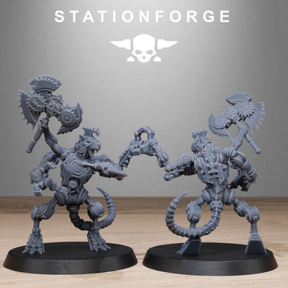 Raticus Technoclaw, Tech Priests proxy miniature, 28mm heroic scale unpainted resin, view 4