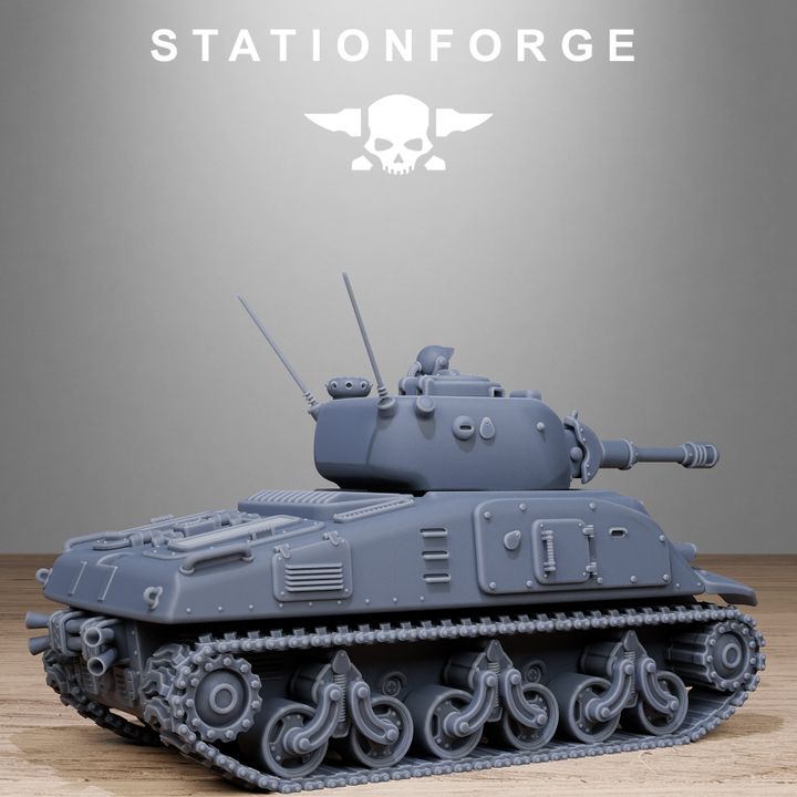 Free Guard Battle Tank, Imperial Army proxy miniature, 28mm heroic scale unpainted resin, view 9