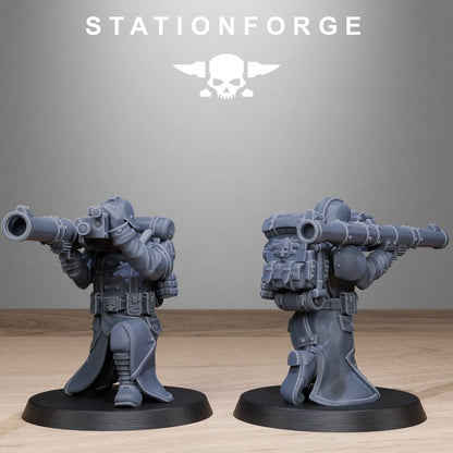 Grim Guard Rocketeers, Imperial Army proxy miniature, infantry, 28mm heroic scale unpainted resin, view 8