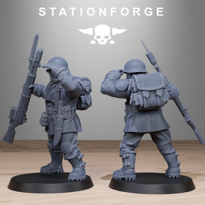 Free Guard Infantry, Imperial Army proxy miniature, 28mm heroic scale unpainted resin, view 9