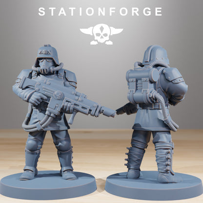 Grim Guard Commandos, Imperial Army proxy miniature, infantry, 28mm heroic scale unpainted resin, view 7