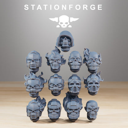 Space Knights Doom Reapers Heads (13 Units), resin conversion bits, squad, 28mm heroic scale unpainted resin, view 5
