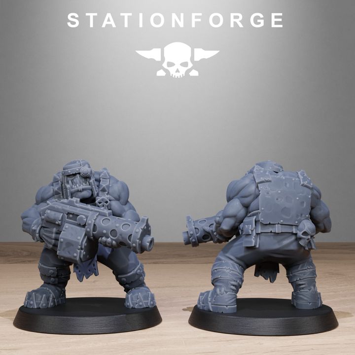 Orks Bros Infantry, proxy miniature, 28mm heroic scale unpainted resin, view 4