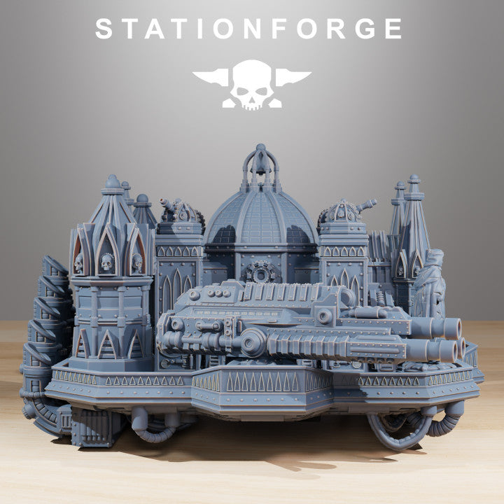 Scavenger Trident, Tech Priests proxy miniature, 28mm heroic scale unpainted resin, view 6