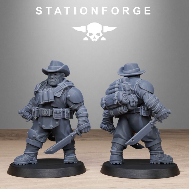 Grim Guard Jungle Fighter Mutants, Imperial Army proxy miniature, infantry, 28mm heroic scale unpainted resin, view 5