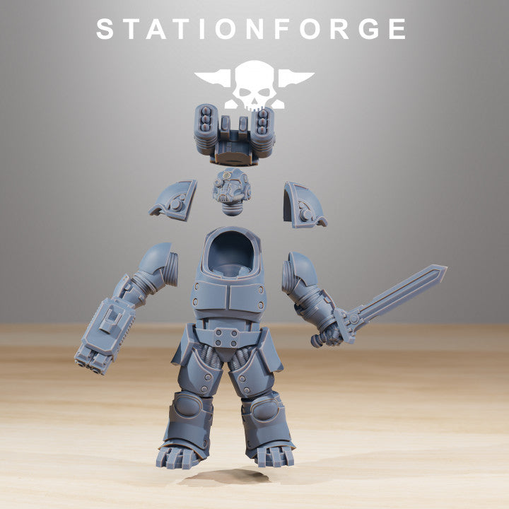 Space Knights Vanguard Heads (10 Units), resin conversion bits, squad, 28mm heroic scale unpainted resin, view 9
