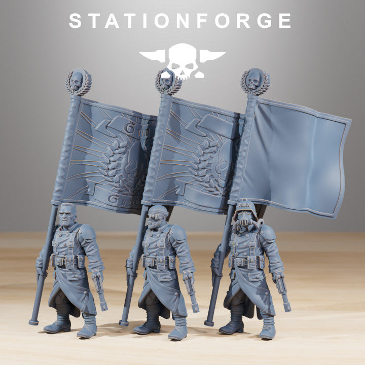 Grim Guard Combatants, Imperial Army proxy miniature, infantry, 28mm heroic scale unpainted resin, view 3