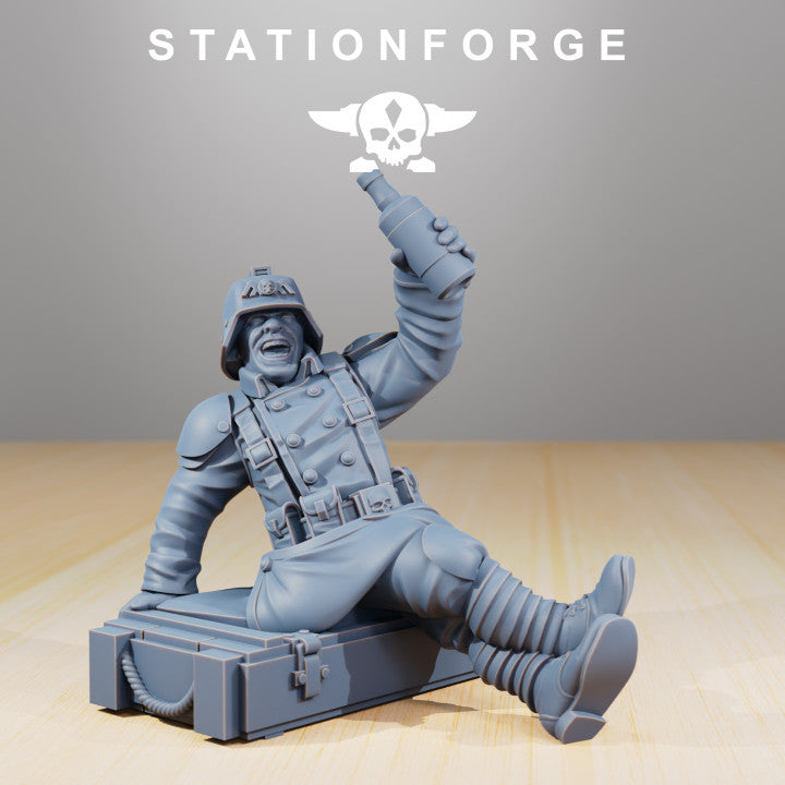 Grim Guard Comrades, Imperial Army proxy miniature, infantry, 28mm heroic scale unpainted resin, view 5