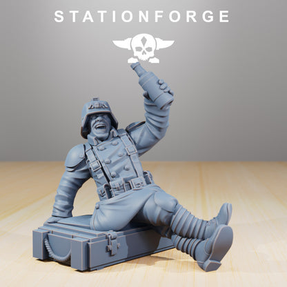 Grim Guard Comrades, Imperial Army proxy miniature, infantry, 28mm heroic scale unpainted resin, view 5